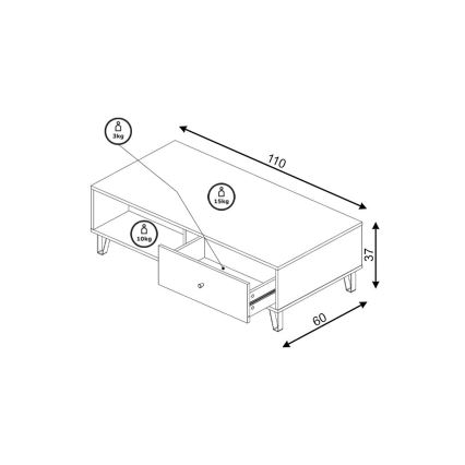 Salontafel SULA craft eik/zwart