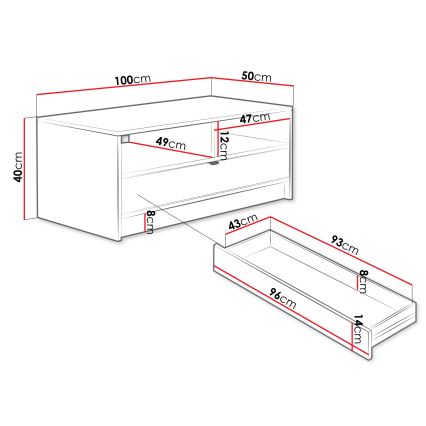 Salontafel TIRENO 100x40 cm zwart