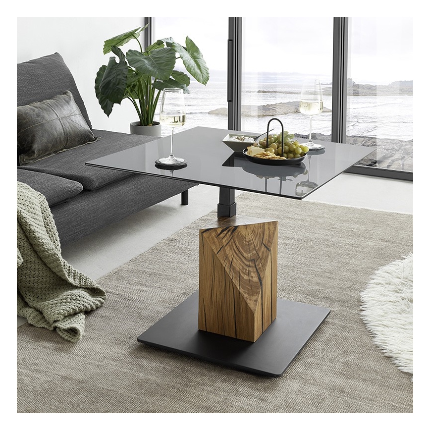 Salontafel VENTO met opklapbaar blad gerookt/eiken/zwart