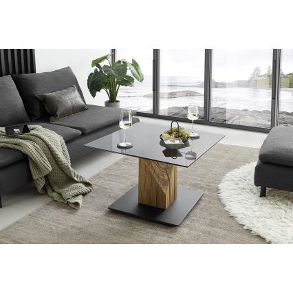 Salontafel VENTO met opklapbaar blad gerookt/eiken/zwart