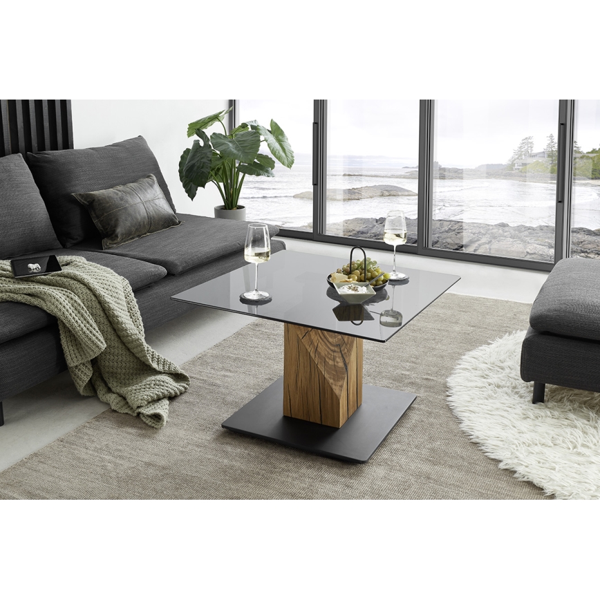 Salontafel VENTO met opklapbaar blad gerookt/eiken/zwart