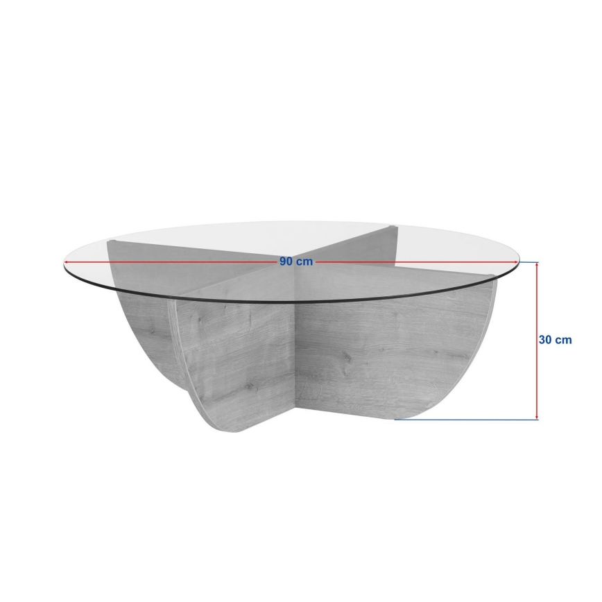 Salontafel VERE Ø 90 cm, beige/transparant