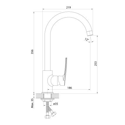 Samona - Keukenkraan KORANA 35,6 cm glanzend chroom
