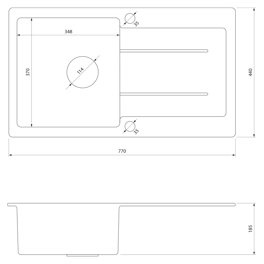 Samona - Keukenspoelbak SAMONA 77x44 cm graniet/grijs