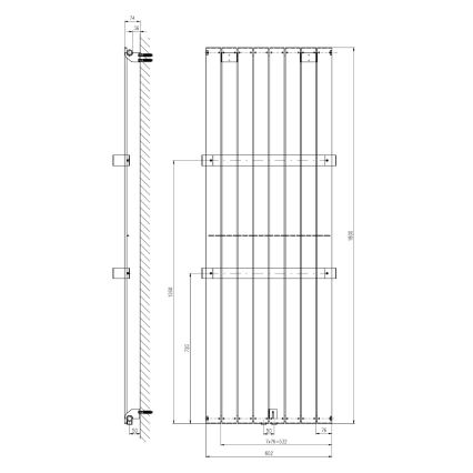 Sapho - Badkamerradiator COLONNA 1205 W / 230 V, 60 x 180 cm, zilver