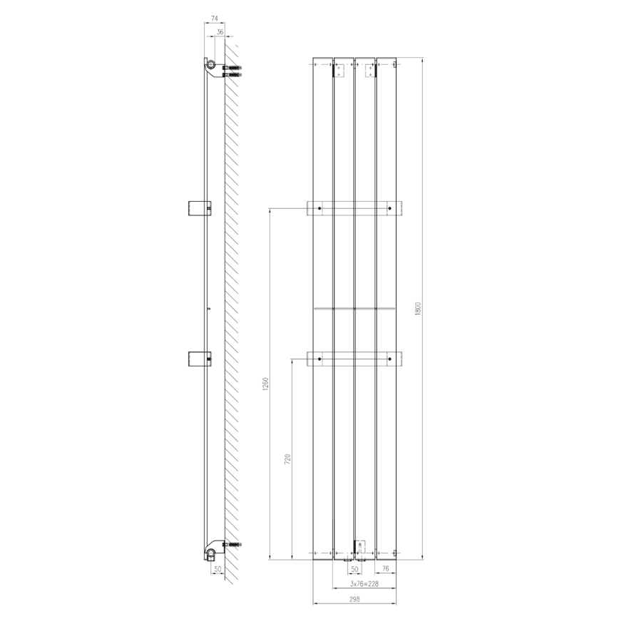 Sapho - Badkamerradiator COLONNA 614W/230V 29x180 cm wit