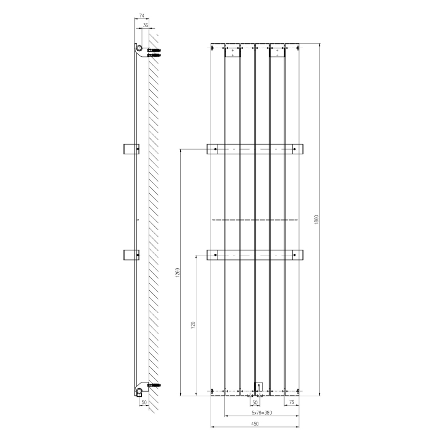 Sapho - Badkamerradiator COLONNA 910W/230V 45x180 cm wit