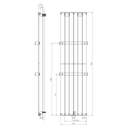 Sapho - Badkamerradiator COLONNA 910W/230V 45x180 cm zilver