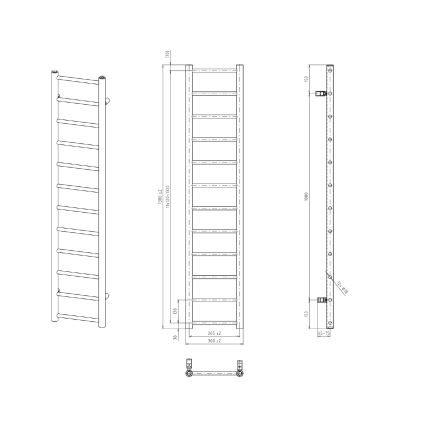 Sapho - Badkamerradiator DINA 138x30 cm mat zwart