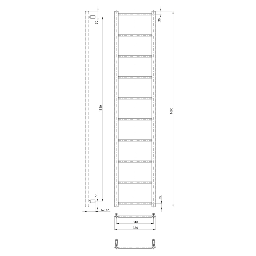 Sapho - Badkamerradiator DINA 168 x 35 cm mat zwart