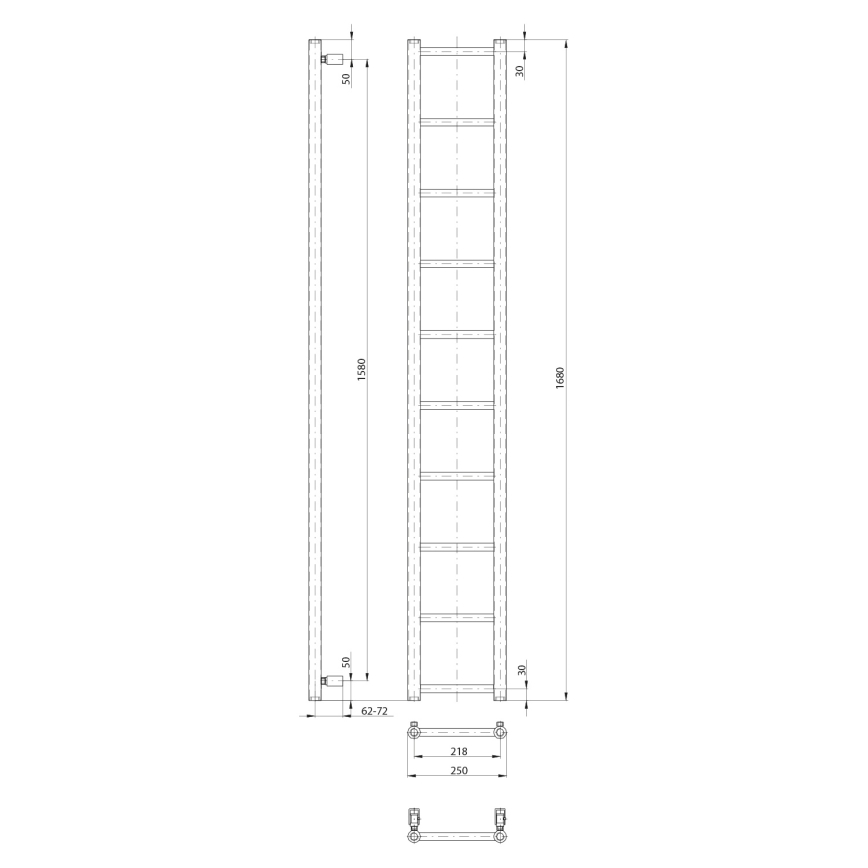 Sapho - Badkamerradiator DINA 168x25 cm wit