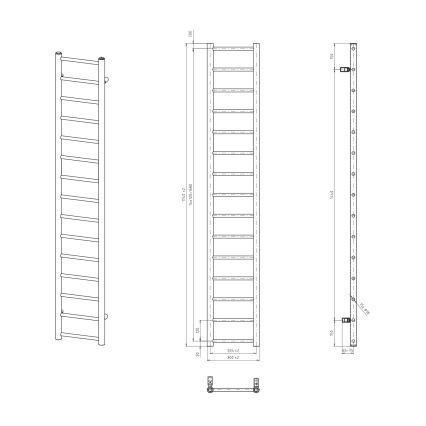 Sapho - Badkamerradiator DINA 335W 30x174 cm mat zwart