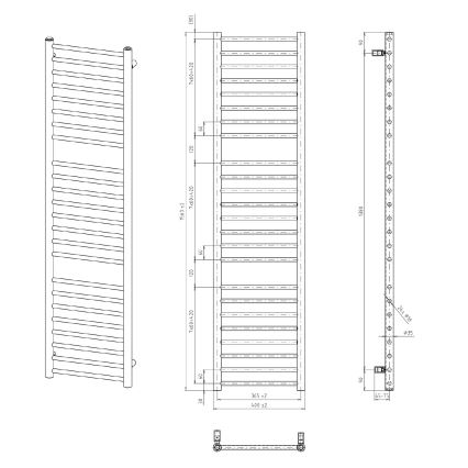 Sapho - Badkamerradiator DINA 477W 40x156 cm wit