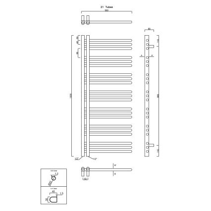 Sapho - Badkamerradiator DORLION 400W 50x120x50 cm mat zwart