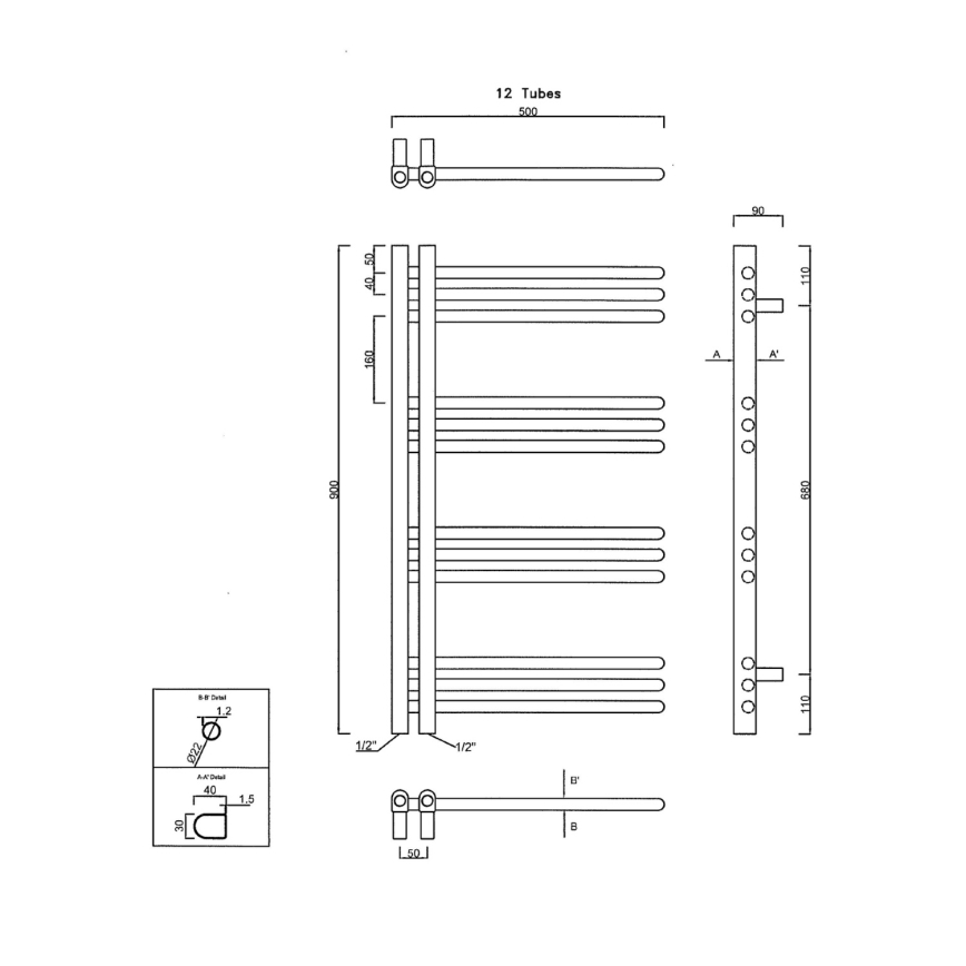 Sapho - Badkamerradiator DORLION 90x50 cm glanzend chroom