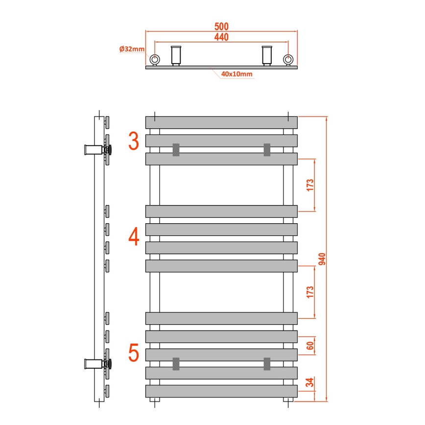 Sapho - Badkamerradiator JALOUSI 94x50 cm wit