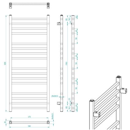 Sapho - Badkamerradiator METRO 120x50 cm, gepolijst chroom