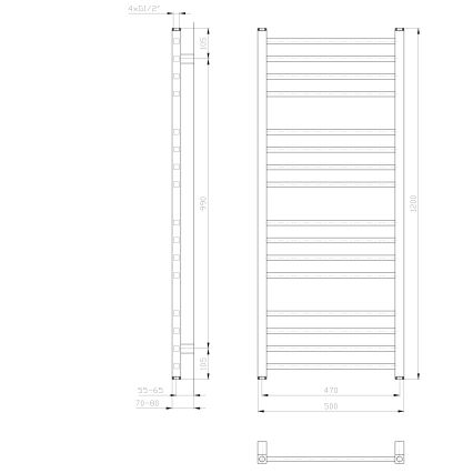 Sapho - Badkamerradiator METRO 120x50 cm wit