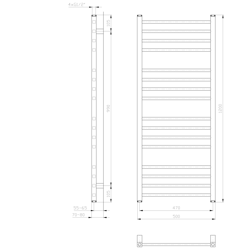 Sapho - Badkamerradiator METRO 120x50 cm wit
