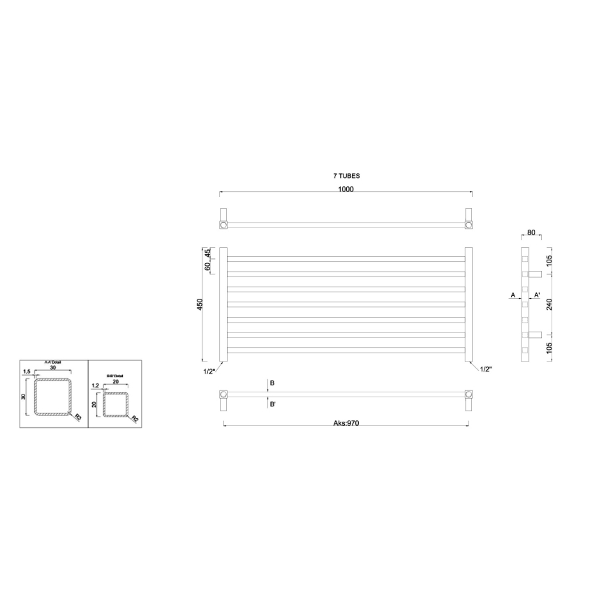 Sapho - Badkamerradiator METRO 45x100 cm glanzend chroom