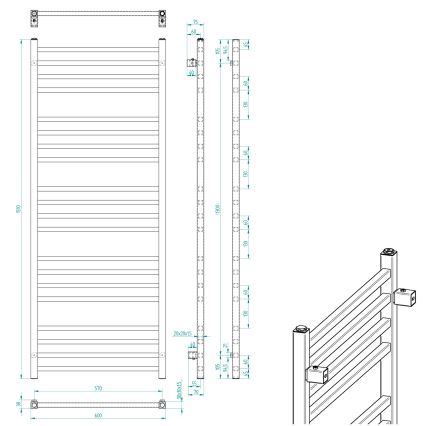 Sapho - Badkamerradiator METRO 557 W 60 x 151 cm mat zwart