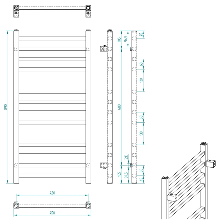 Sapho - Badkamerradiator METRO 89x45 cm mat zwart