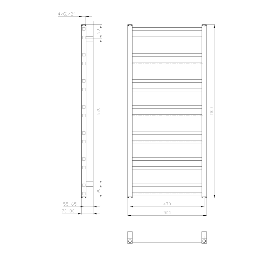 Sapho - Badkamerradiator METRO DOS 110x50 cm mat wit