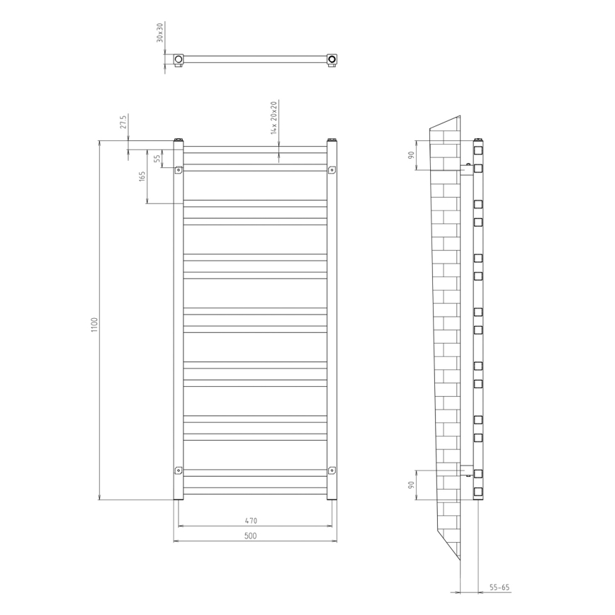 Sapho - Badkamerradiator METRO DOS 110x50 cm mat zwart