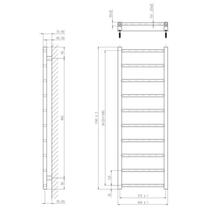 Sapho - Badkamerradiator METRO DOS 114x40 cm mat zwart