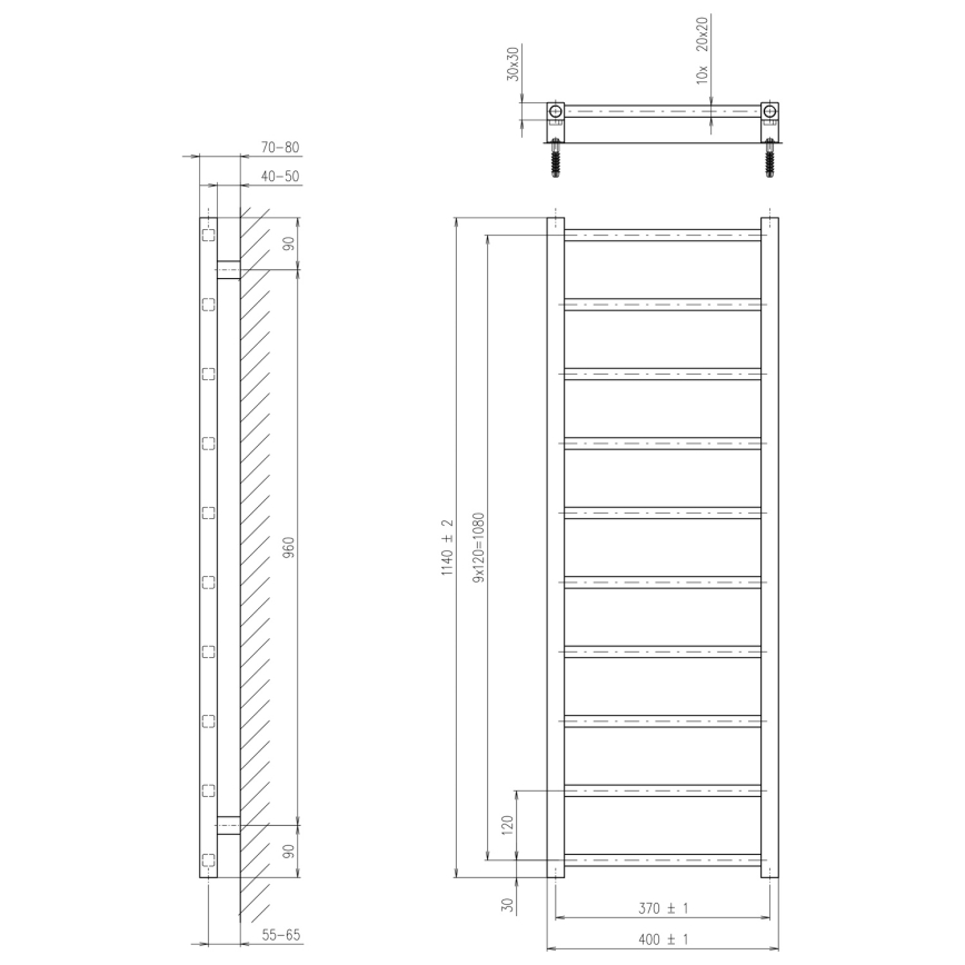 Sapho - Badkamerradiator METRO DOS 114x40 cm mat zwart