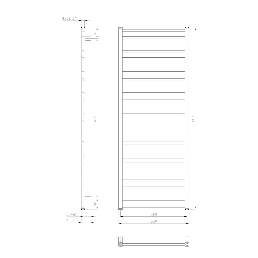Sapho - Badkamerradiator METRO DOS 143x55 cm mat wit