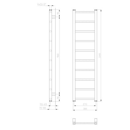 Sapho - Badkamerradiator METRO LIGHT 114x30 cm glanzend chroom