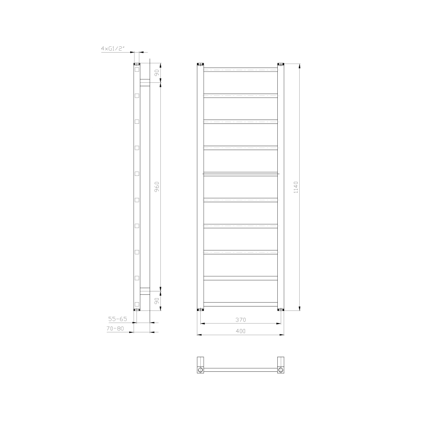 Sapho - Badkamerradiator METRO LIGHT 114x40 cm wit
