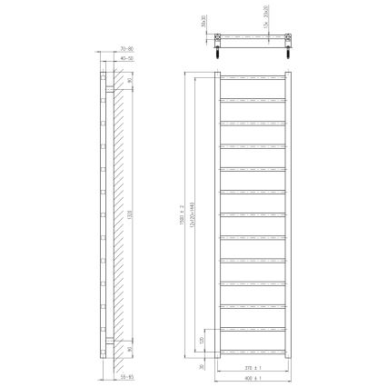 Sapho - Badkamerradiator METRO LIGHT 150x40 cm glanzend chroom