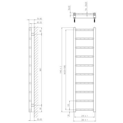 Sapho - Badkamerradiator METRO LIGHT 211W 30x114 cm mat zwart