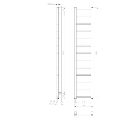 Sapho - Badkamerradiator METRO LIGHT 276W 30x150 cm wit