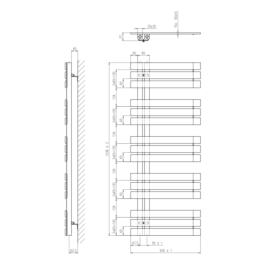 Sapho - Badkamerradiator SILVANA 123x50 cm wit