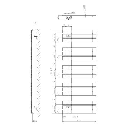 Sapho - Badkamerradiator SILVANA 124x50 cm mat zwart
