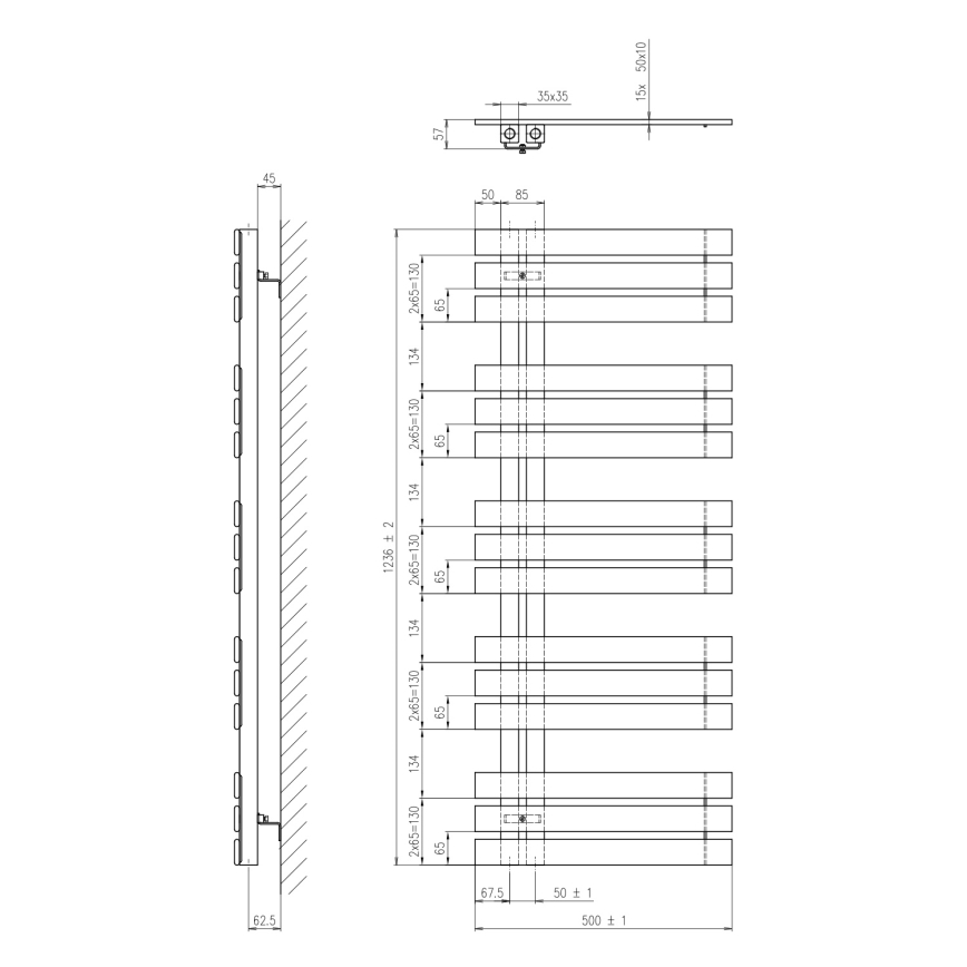 Sapho - Badkamerradiator SILVANA 124x50 cm mat zwart