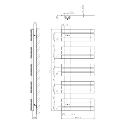 Sapho - Badkamerradiator SILVANA, 561 W, 50 x 124 cm, beige