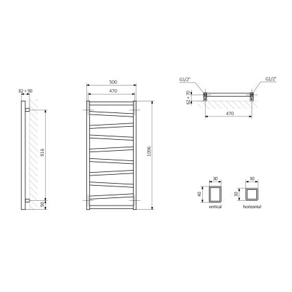 Sapho - Badkamerradiator ZIG 110x50 cm antraciet