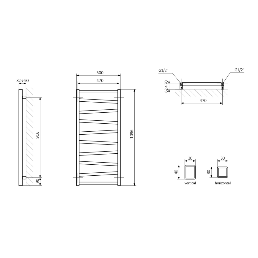 Sapho - Badkamerradiator ZIG 110x50 cm antraciet