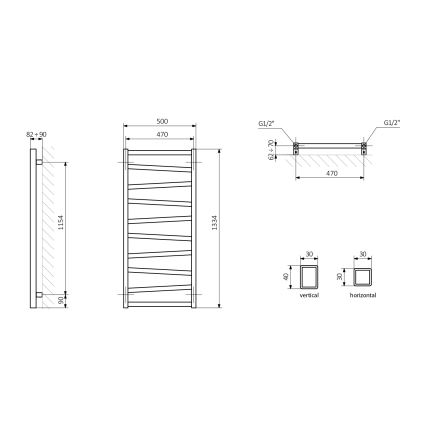 Sapho - Badkamerradiator ZIG 133x50 cm antraciet