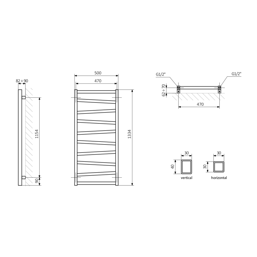 Sapho - Badkamerradiator ZIG 133x50 cm antraciet