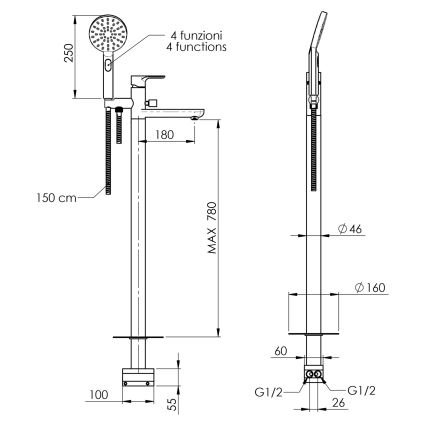 Sapho - Badset PAX met mengkraan, mat zwart