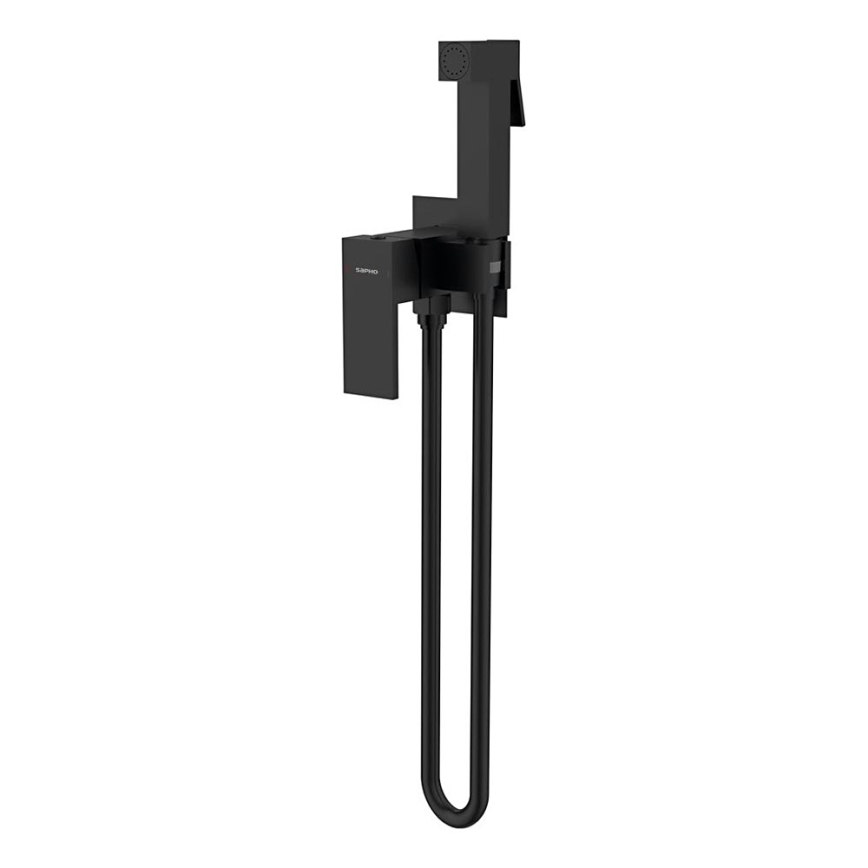 Sapho - Bidetkraan met douche voor inbouwmontage CUBEMIX hoekig/mat zwart