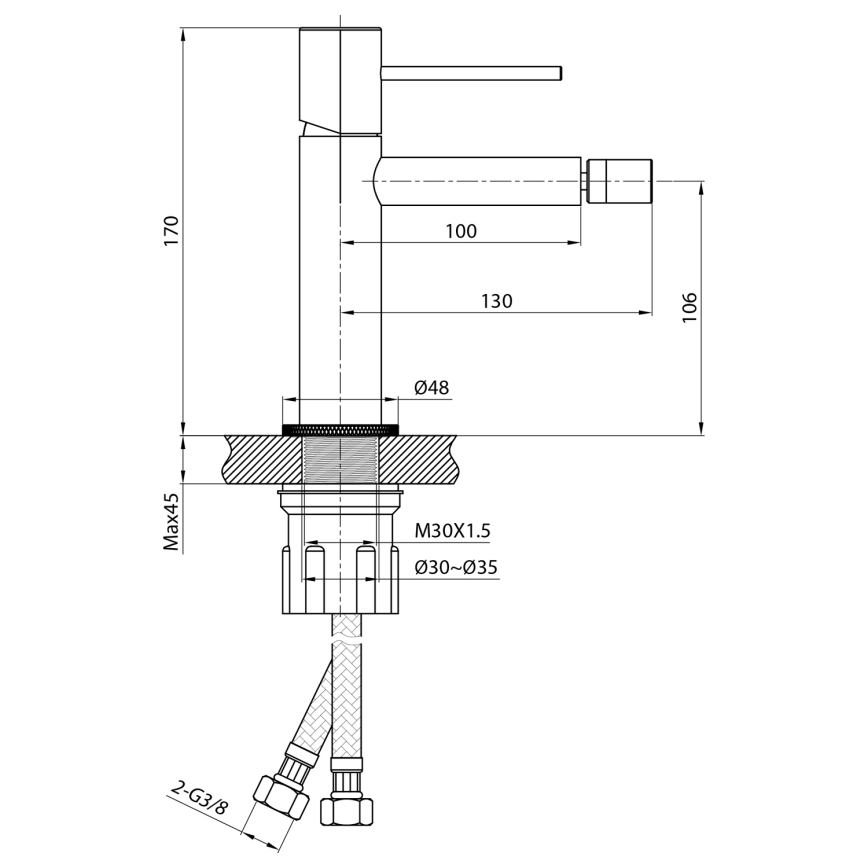 Sapho - Bidetkraan SOLARIS glanzend chroom