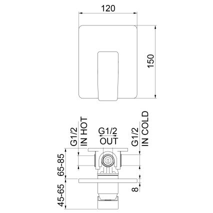 Sapho - Douchemengkraan TURSI voor inbouw, glanzend chroom