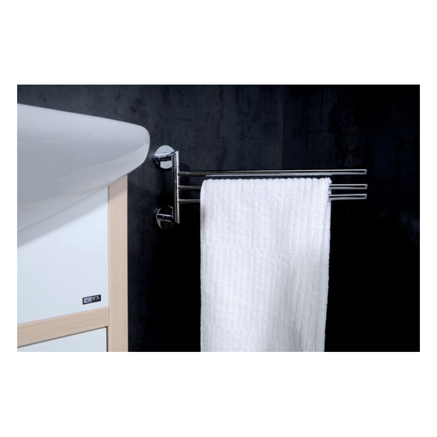 Sapho - Draaibare wandhanddoekhouder X-ROUND 19,5 x 45 cm glanzend chroom