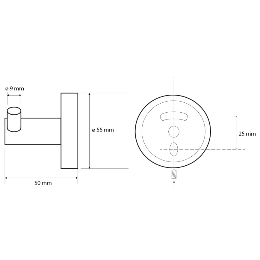 Sapho - Dubbele wandhaak X-ROUND 5x5,5 cm zwart